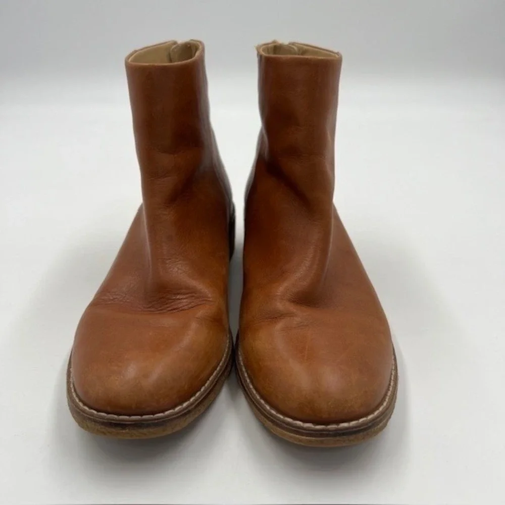 Sperry Top-Sider Womens Tan Leather Back Zip Ankle Boots STS82011‎ Size 7/6.5
